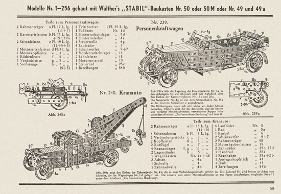 Walther Metall-Baukasten Stabil Katalog 1951