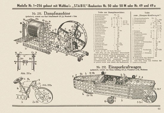 Walther Metall-Baukasten Stabil Katalog 1951