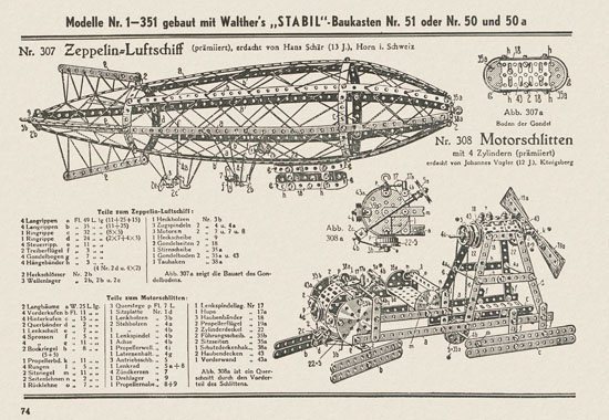 Walther Metall-Baukasten Stabil Katalog 1951