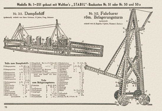 Walther Metall-Baukasten Stabil Katalog 1951