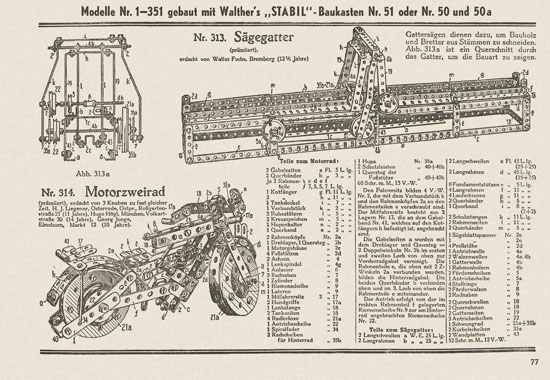 Walther Metall-Baukasten Stabil Katalog 1951