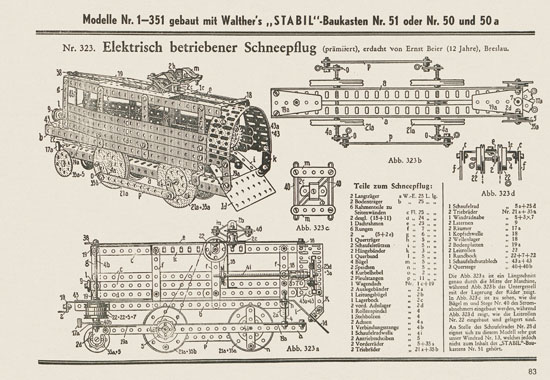 Walther Metall-Baukasten Stabil Katalog 1951