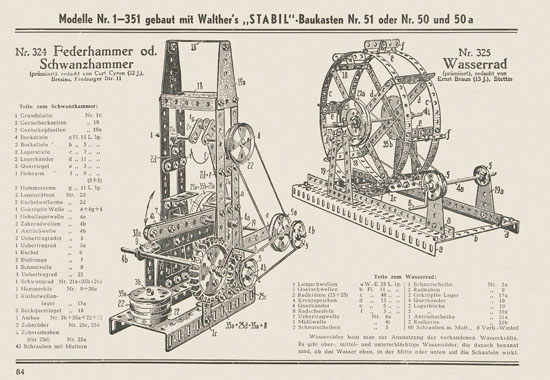 Walther Metall-Baukasten Stabil Katalog 1951