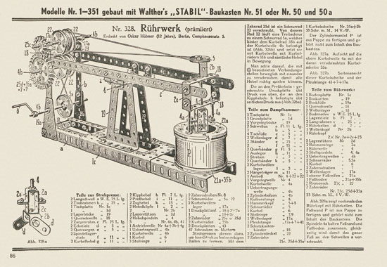 Walther Metall-Baukasten Stabil Katalog 1951