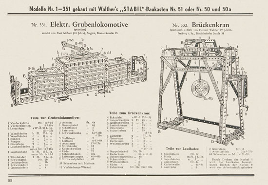 Walther Metall-Baukasten Stabil Katalog 1951