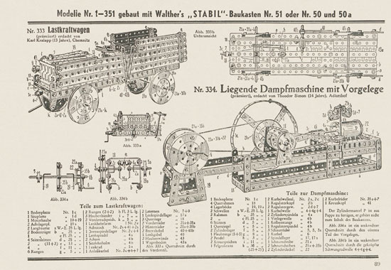 Walther Metall-Baukasten Stabil Katalog 1951