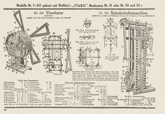 Walther Metall-Baukasten Stabil Katalog 1951