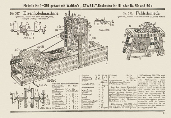 Walther Metall-Baukasten Stabil Katalog 1951