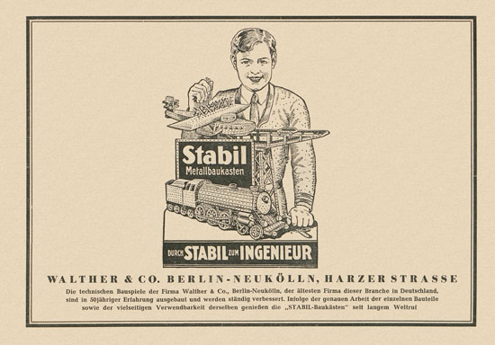 Walther Metall-Baukasten Stabil Katalog 1952