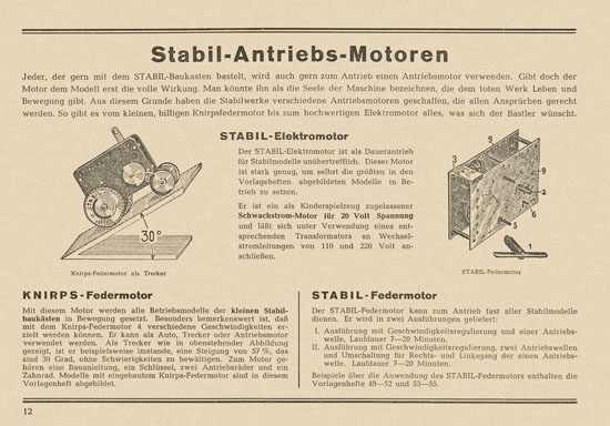 Walther Metall-Baukasten Stabil Katalog 1952