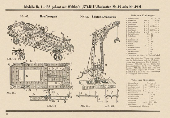 Walther Metall-Baukasten Stabil Katalog 1952