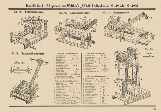 Walther Metall-Baukasten Stabil Katalog 1952