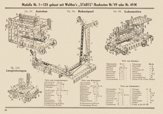 Walther Metall-Baukasten Stabil Katalog 1952