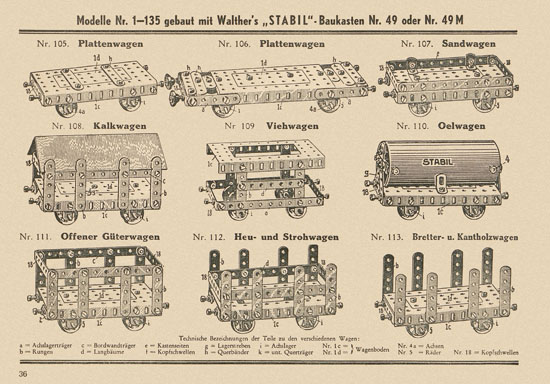 Walther Metall-Baukasten Stabil Katalog 1952