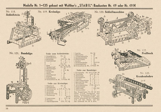 Walther Metall-Baukasten Stabil Katalog 1952