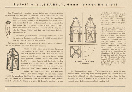 Walther Metall-Baukasten Stabil Katalog 1952