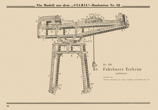 Walther Metall-Baukasten Stabil Katalog 1952