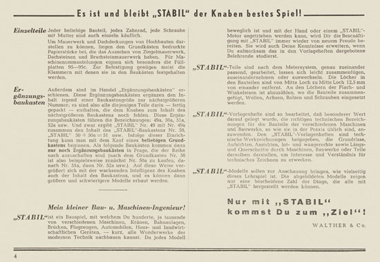 Walther Metall-Baukasten Stabil Katalog 1953