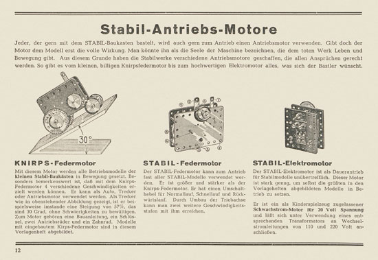 Walther Metall-Baukasten Stabil Katalog 1953