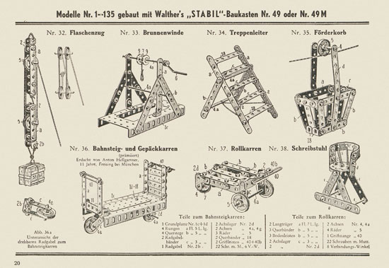 Walther Metall-Baukasten Stabil Katalog 1953