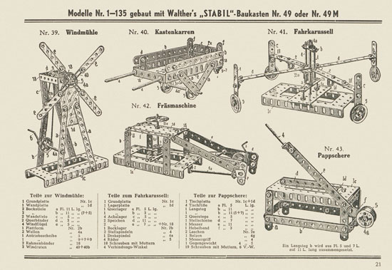 Walther Metall-Baukasten Stabil Katalog 1953