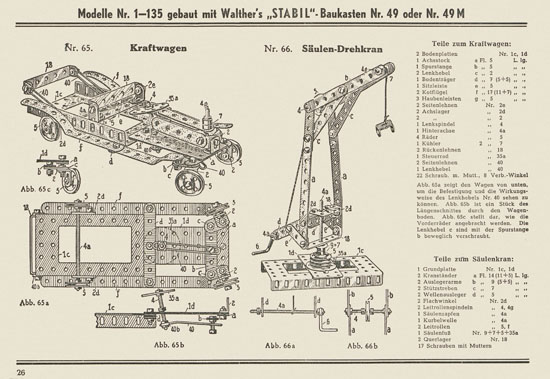 Walther Metall-Baukasten Stabil Katalog 1953