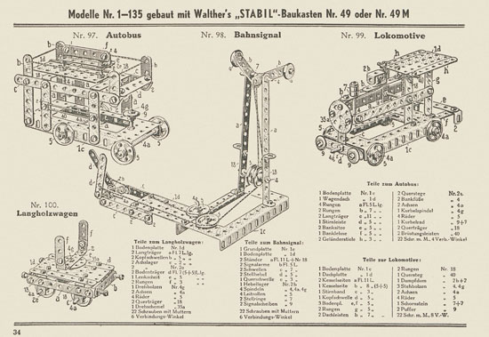 Walther Metall-Baukasten Stabil Katalog 1953