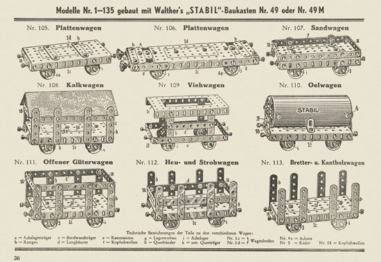 Walther Metall-Baukasten Stabil Katalog 1953