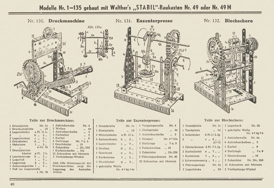 Walther Metall-Baukasten Stabil Katalog 1953