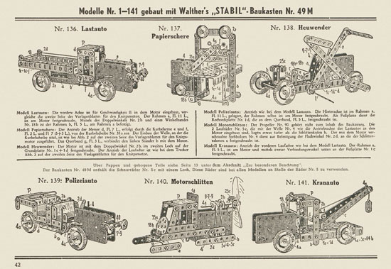 Walther Metall-Baukasten Stabil Katalog 1953