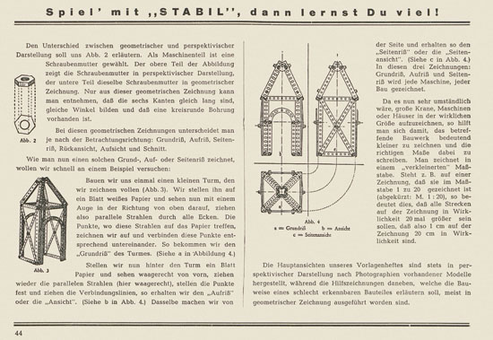 Walther Metall-Baukasten Stabil Katalog 1953