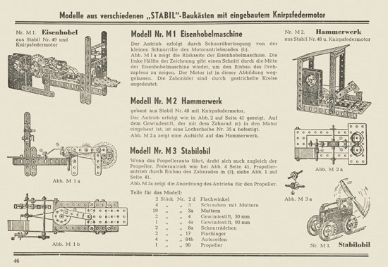 Walther Metall-Baukasten Stabil Katalog 1953