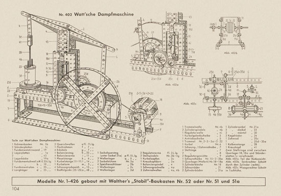 Walther Metall-Baukasten Stabil Katalog 1956