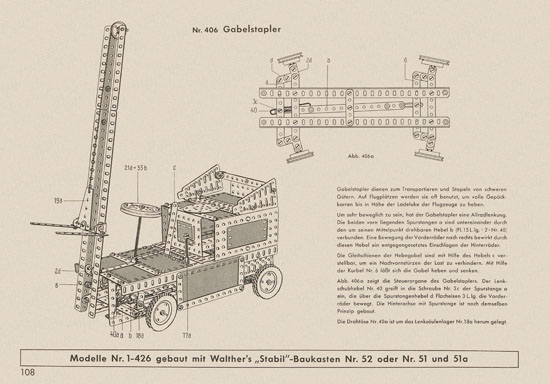 Walther Metall-Baukasten Stabil Katalog 1956