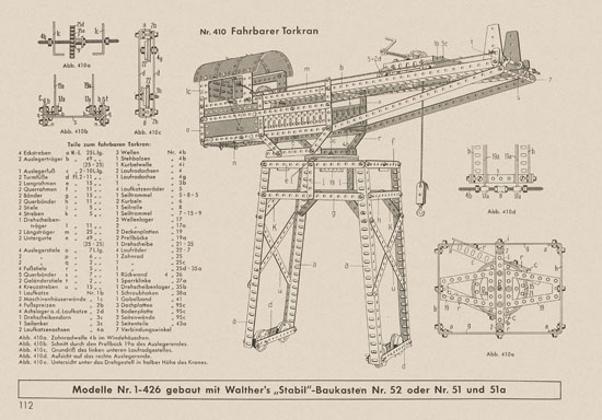 Walther Metall-Baukasten Stabil Katalog 1956