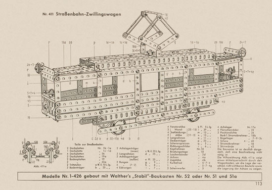 Walther Metall-Baukasten Stabil Katalog 1956