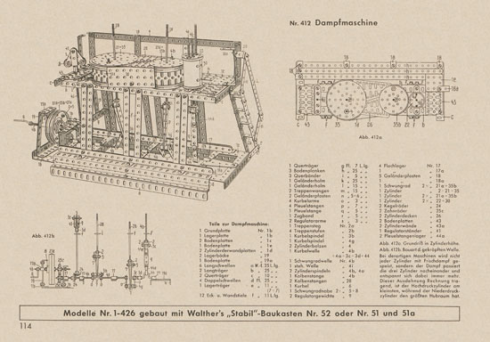 Walther Metall-Baukasten Stabil Katalog 1956