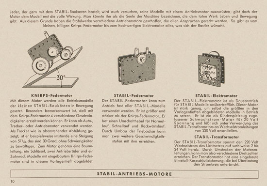 Walther Metall-Baukasten Stabil Katalog 1956