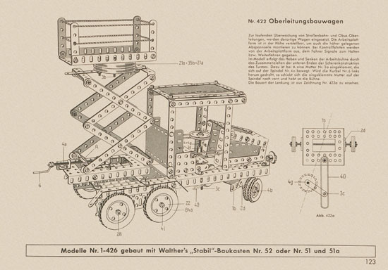 Walther Metall-Baukasten Stabil Katalog 1956