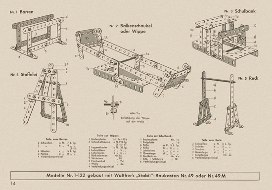 Walther Metall-Baukasten Stabil Katalog 1956