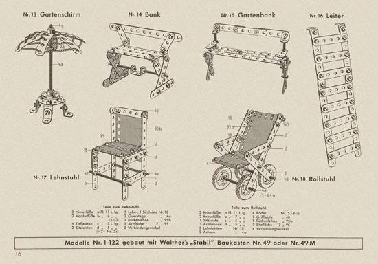 Walther Metall-Baukasten Stabil Katalog 1956