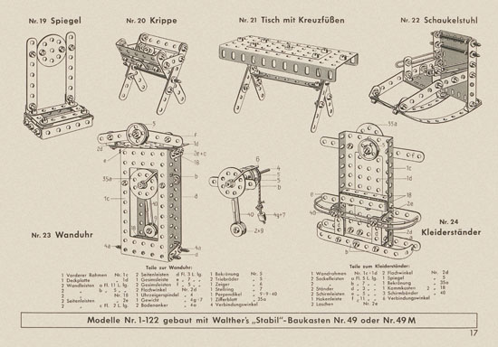 Walther Metall-Baukasten Stabil Katalog 1956