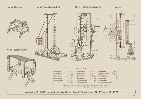 Walther Metall-Baukasten Stabil Katalog 1956