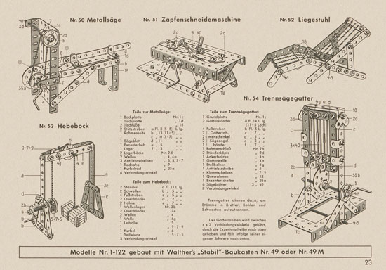 Walther Metall-Baukasten Stabil Katalog 1956