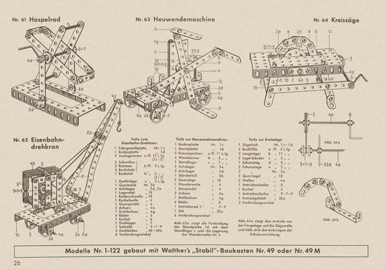 Walther Metall-Baukasten Stabil Katalog 1956