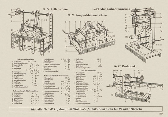 Walther Metall-Baukasten Stabil Katalog 1956