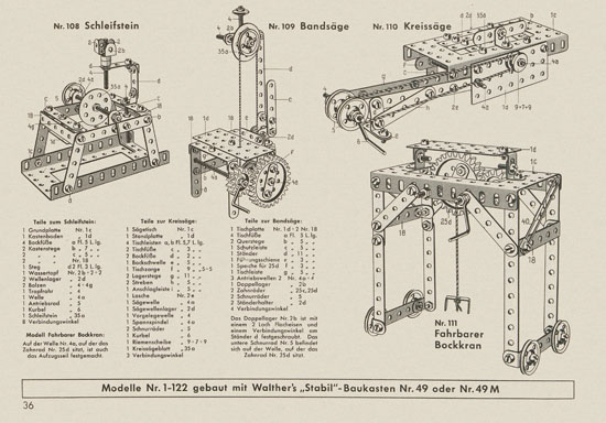 Walther Metall-Baukasten Stabil Katalog 1956