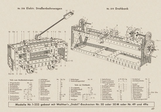 Walther Metall-Baukasten Stabil Katalog 1956