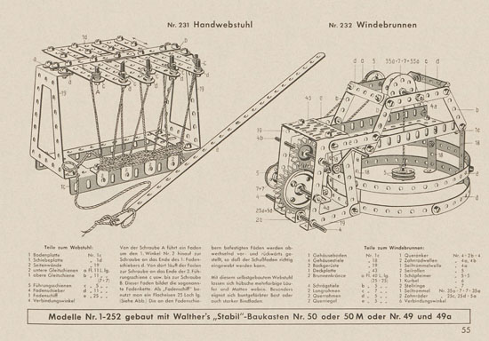 Walther Metall-Baukasten Stabil Katalog 1956