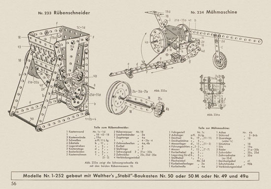 Walther Metall-Baukasten Stabil Katalog 1956